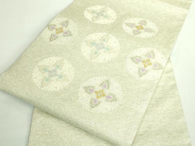 平和屋着物●極上　九寸名古屋帯　花菱文　金糸　逸品　未使用　DZAB2309kh6