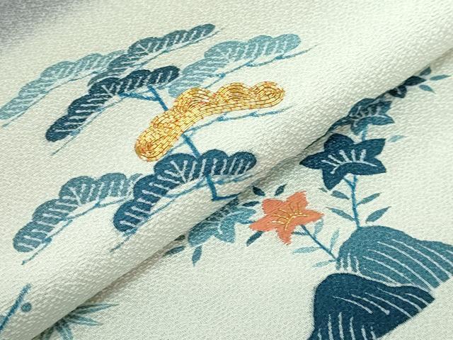 平和屋本店●極上　人間国宝　五代　田畑喜八　太鼓柄袋帯　駒刺繍　松竹梅　風景文　金糸　逸品　DZAB2319kh6 平和屋本店○極上 人間国宝 五代 田畑喜八 太鼓柄袋帯 駒刺繍 松竹梅
