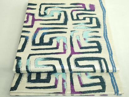 平和屋着物●極上 六通柄袋帯 抽象文様 銀糸 逸品 DZAB2322kh6