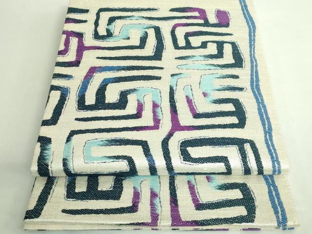 平和屋着物●極上 六通柄袋帯 抽象文様 銀糸 逸品 DZAB2322kh6