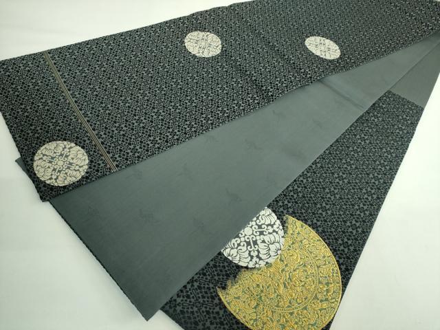 平和屋着物●極上 皇室・伊勢神宮御用 御御帯 山口美術織物 山口弘躬 太鼓柄袋帯 唐織 小葵地葡萄鏡文 羊羹色 逸品 DZAB2324kh6