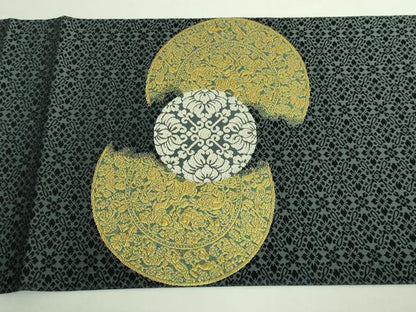 平和屋着物●極上 皇室・伊勢神宮御用 御御帯 山口美術織物 山口弘躬 太鼓柄袋帯 唐織 小葵地葡萄鏡文 羊羹色 逸品 DZAB2324kh6