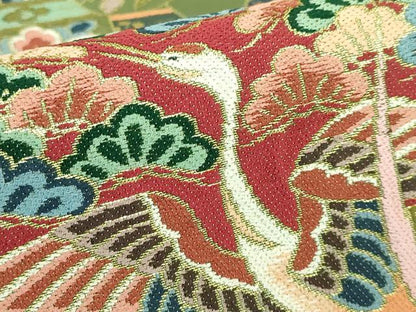 平和屋着物●極上 西陣 白綾苑大庭 六通柄袋帯 誰が袖飛鶴花文 金糸 逸品 DZAB2338kh6