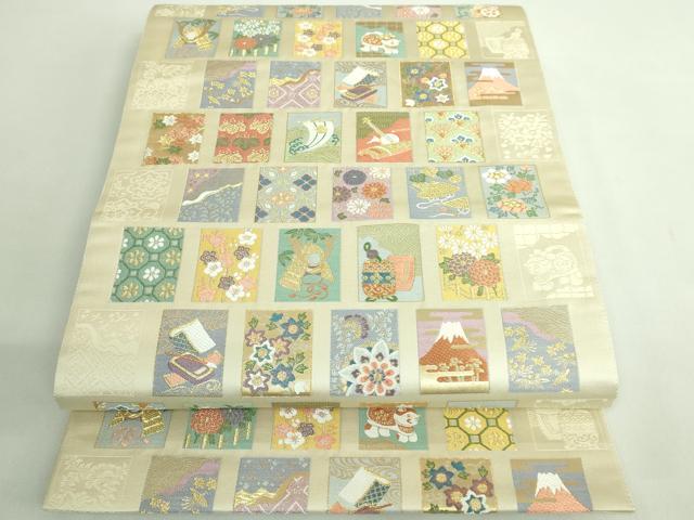 平和屋着物●極上 西陣 六通柄袋帯 唐織 江戸かるた文 金糸 冊子付き 逸品 DZAB2341kh6