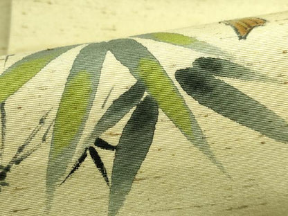 平和屋着物●極上 九寸名古屋帯 紬地 手描き 雀 逸品 DZAB2342kh6