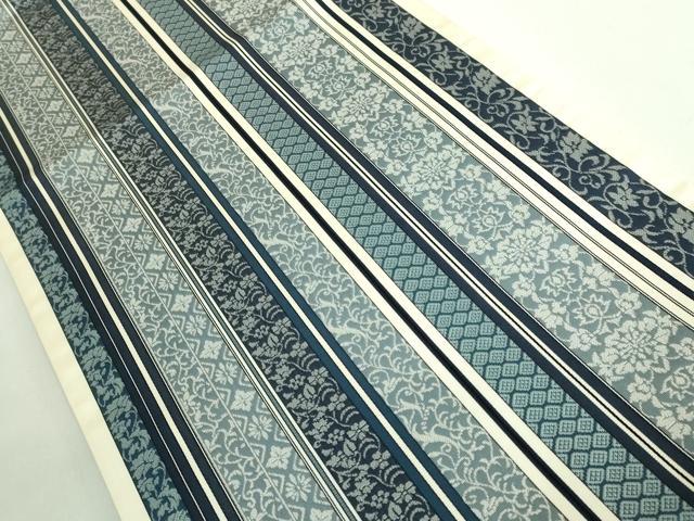 平和屋本店●極上　本場筑前博多織　全通柄袋帯　唐草間道　証紙・反端付き　逸品　DZAB2346kh6
