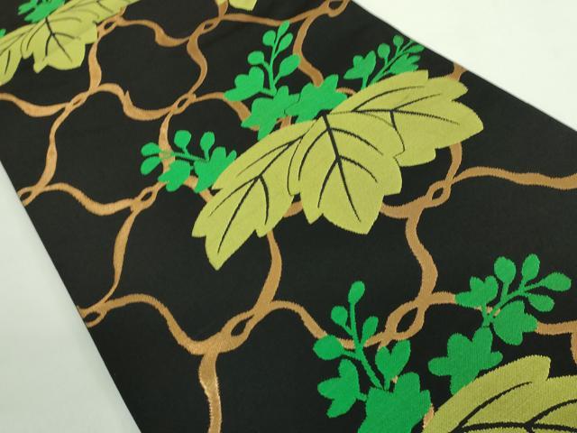 平和屋着物●極上 桝屋高尾 六通柄 本袋帯 桐 黒地 金糸 逸品 DZAB2350kh6