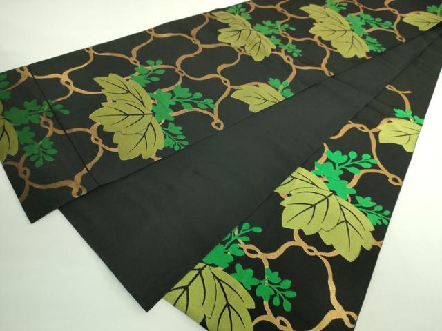 平和屋着物●極上 桝屋高尾 六通柄 本袋帯 桐 黒地 金糸 逸品 DZAB2350kh6