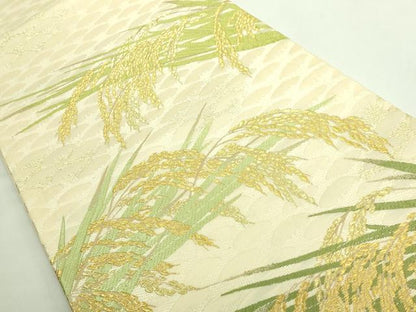 平和屋着物●極上 山口正夫 太鼓柄袋帯 唐織 早苗稲穂文 金糸 逸品 DZAB2352kh6