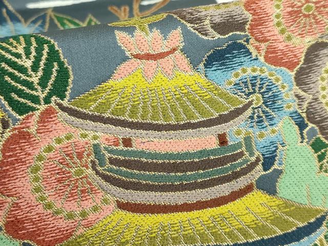平和屋着物●極上 西陣 白綾苑大庭 六通柄袋帯 名所風景 逸品 DZAB2360kh6