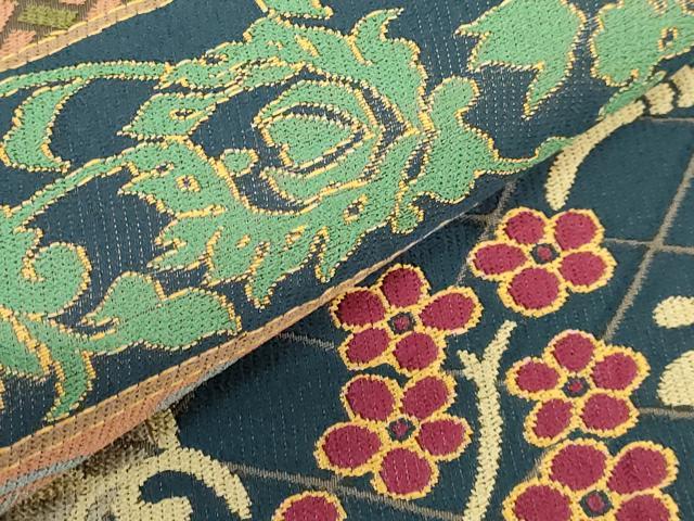 平和屋着物●極上　西陣　白綾苑大庭　六通柄袋帯　花唐草　逸品　DZAB2367kh6