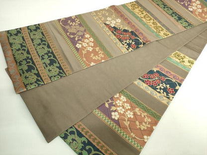 平和屋着物●極上　西陣　白綾苑大庭　六通柄袋帯　花唐草　逸品　DZAB2367kh6
