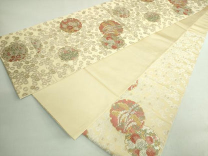 平和屋着物●極上　西陣の名門　加納幸謹製　六通柄袋帯　唐織　雪輪花文　金銀糸　逸品　DZAB2370kh6