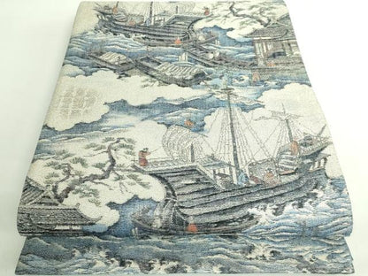平和屋本店●極上　西陣　とみや織物謹製　とみや帯　太鼓柄袋帯　大島美術絵巻　逸品　DZAB2374kh6