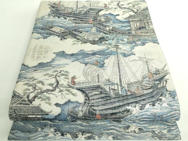 平和屋本店●極上　西陣　とみや織物謹製　とみや帯　太鼓柄袋帯　大島美術絵巻　逸品　DZAB2374kh6