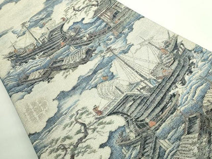 平和屋本店●極上　西陣　とみや織物謹製　とみや帯　太鼓柄袋帯　大島美術絵巻　逸品　DZAB2374kh6