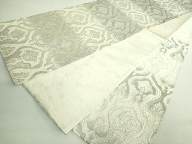 平和屋着物●極上　六通柄袋帯　洋花文　銀糸　逸品　DZAB2388kh6