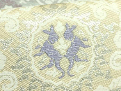 平和屋着物●極上　六通柄袋帯　唐織　和更紗　銀糸　逸品　DZAB2389kh6