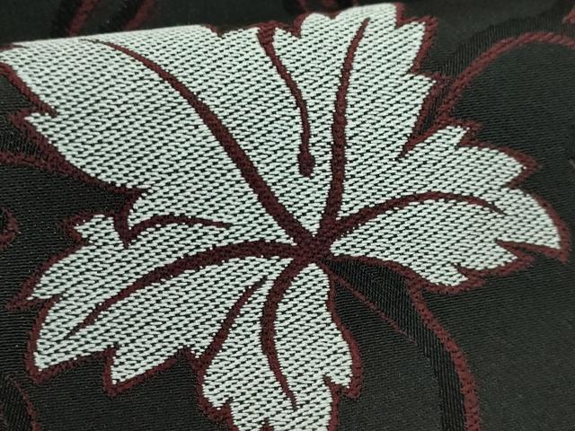 平和屋着物●極上　九寸名古屋帯　葡萄蔦の葉文　黒地　逸品　DZAB2397kh6