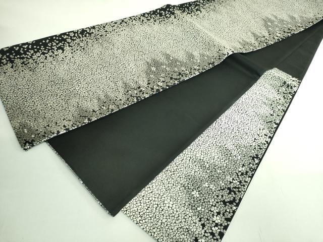 平和屋着物●極上　六通柄袋帯　唐織　舞桜　黒地　銀糸　逸品　DZAB2398kh6