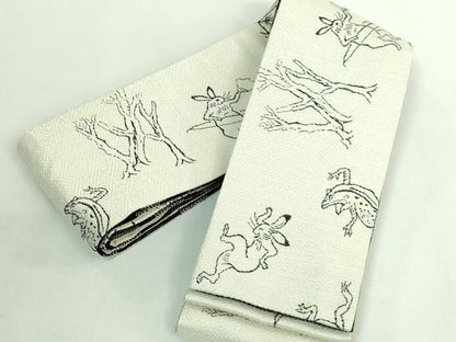 平和屋着物●極上　男性　両面　角帯　鳥獣戯画　横段文　逸品　DZAB2400kh6