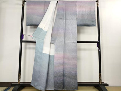 平和屋本店●最高級　初代 久保田一竹　幻の辻が花 訪問着・長襦袢セット　笹地紋　暈し染め　金通し地　ますいわ屋扱い 逸品　DZAB2402kh6