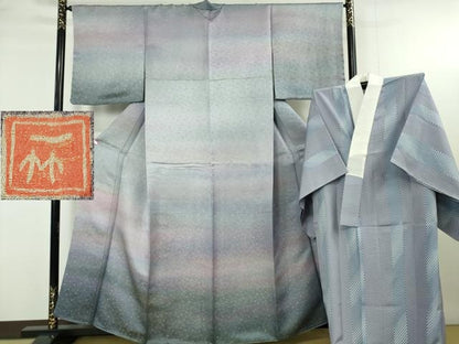 平和屋本店●最高級　初代 久保田一竹　幻の辻が花 訪問着・長襦袢セット　笹地紋　暈し染め　金通し地　ますいわ屋扱い 逸品　DZAB2402kh6