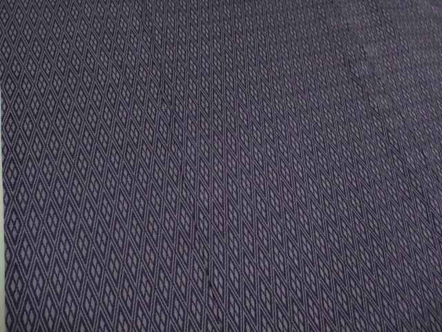 平和屋着物▽極上 経錦 お召 単衣 四ツ菱 江戸紫色地 反端付き 逸品 未使用 DZAB2403kh6