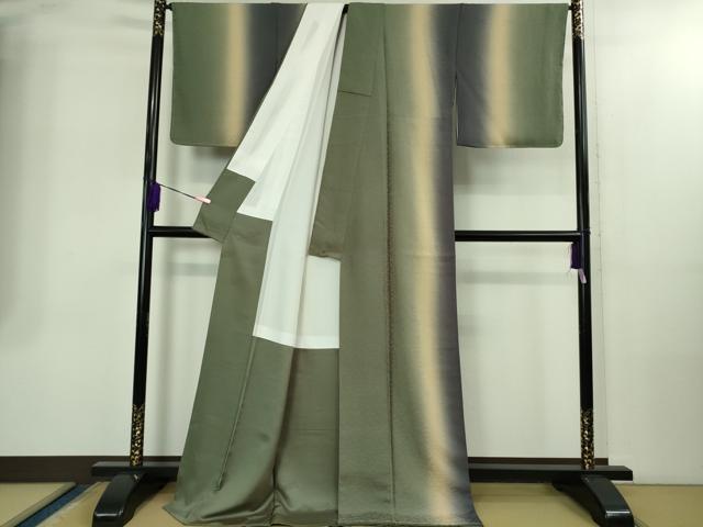 平和屋着物●極上　ファッションデザイナー　コシノアヤコ　お召　鳳凰笹地紋　暈し染め　ロング丈　逸品　未使用　DZAB2404kh6