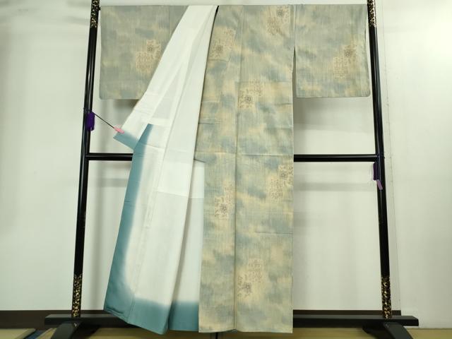 平和屋本店●極上　本場結城紬　重要無形文化財　100亀甲　飛び亀甲柄　井上商事謹製　色紙花文　証紙・証明書付き　逸品　DZAB2408kh6