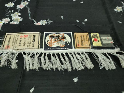 平和屋本店●極上　石川県指定無形文化財　牛首紬　白山工房　手織り　訪問着　手描き　枝桜　黒地　証紙付き　逸品　DZAB2413kh6