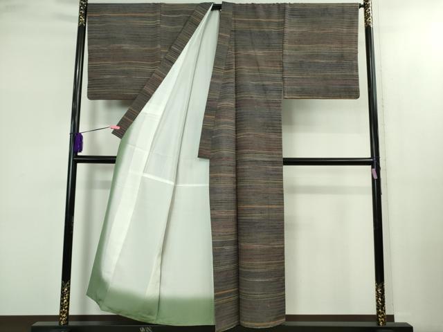 平和屋本店●極上　男性　郡上紬　草木染　横柄文様　宗唐恭七子作　証紙・反端付き　逸品　DZAB2419kh6 平和屋本店○極上 男性 郡上紬 草木染 横柄文様 宗唐恭七子作