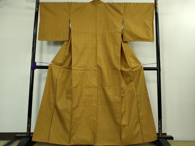 平和屋本店○極上 山下八百子 本場黄八丈 市松綾織 紬 間