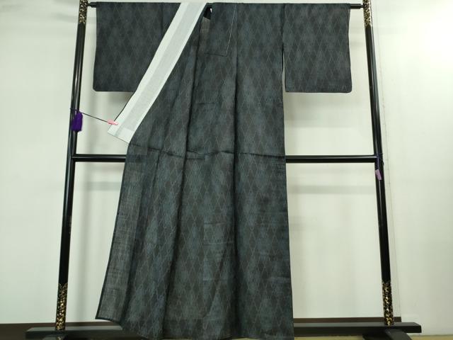平和屋本店＊極上　夏物　重要無形文化財　本場宮古上布　苧麻　菱文　濃藍色地　逸品　DZAB2422kh6