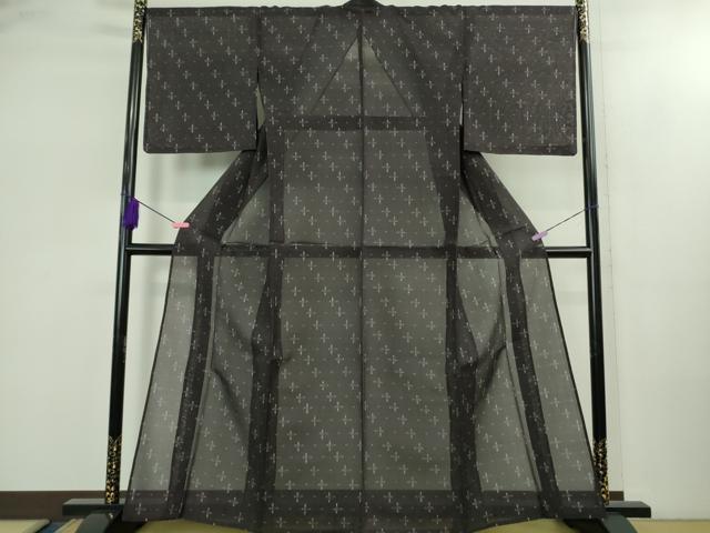 平和屋着物＊極上　夏物　本場琉球絣　夏琉球　十字絣　藍鉄色地　逸品　未使用　DZAB2423kh6