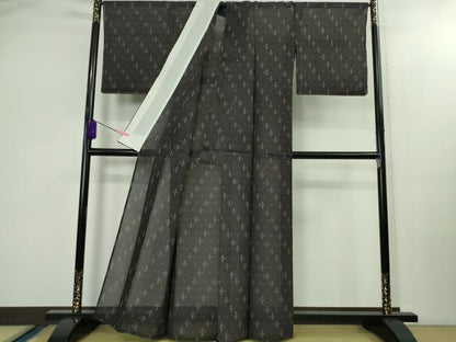 平和屋着物＊極上　夏物　本場琉球絣　夏琉球　十字絣　藍鉄色地　逸品　未使用　DZAB2423kh6