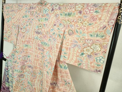 平和屋本店●極上　十七代京屋林蔵　本場結城紬地　訪問着　辻が花　暈し染め　逸品　DZAB2425kh6