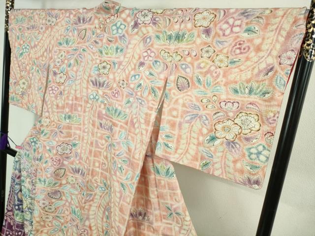 平和屋本店●極上　十七代京屋林蔵　本場結城紬地　訪問着　辻が花　暈し染め　逸品　DZAB2425kh6