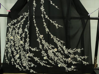 平和屋本店＊極上　夏物　訪問着　絽　枝垂れ桜　雪輪　黒地　逸品　DZAB2427kh6
