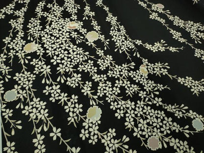 平和屋本店＊極上　夏物　訪問着　絽　枝垂れ桜　雪輪　黒地　逸品　DZAB2427kh6