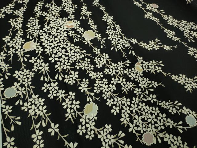 平和屋本店＊極上　夏物　訪問着　絽　枝垂れ桜　雪輪　黒地　逸品　DZAB2427kh6