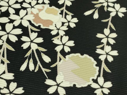 平和屋本店＊極上　夏物　訪問着　絽　枝垂れ桜　雪輪　黒地　逸品　DZAB2427kh6