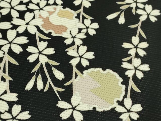 平和屋本店＊極上　夏物　訪問着　絽　枝垂れ桜　雪輪　黒地　逸品　DZAB2427kh6