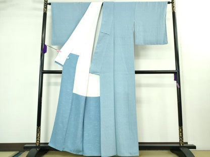 平和屋本店●極上　人間国宝　小宮康正　型:武田忠孝　江戸小紋　花鳥風月　勿忘草色地　鈴乃屋扱い　反端付き　逸品　DZAB2429kh6
