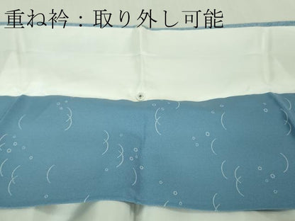 平和屋本店●極上　人間国宝　小宮康正　型:武田忠孝　江戸小紋　花鳥風月　勿忘草色地　鈴乃屋扱い　反端付き　逸品　DZAB2429kh6