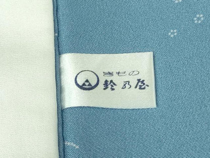平和屋本店●極上　人間国宝　小宮康正　型:武田忠孝　江戸小紋　花鳥風月　勿忘草色地　鈴乃屋扱い　反端付き　逸品　DZAB2429kh6