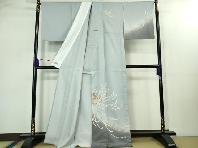 平和屋本店▽極上 洗える最高級着物 ＜英＞はなぶさ謹製 訪問着 単衣 乱菊 淡藤色地 暈し染め 銀彩 逸品 DZAB2433kh6