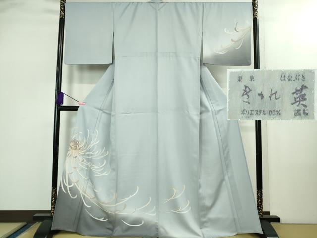 平和屋本店▽極上 洗える最高級着物 ＜英＞はなぶさ謹製 訪問着 単衣 乱菊 淡藤色地 暈し染め 銀彩 逸品 DZAB2433kh6
