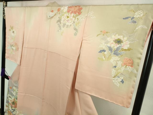 平和屋本店●極上　創業460年・千總　訪問着　刺繍　草花文　虹色地　暈し染め　金糸　大丸扱い　逸品　DZAB2438kh6