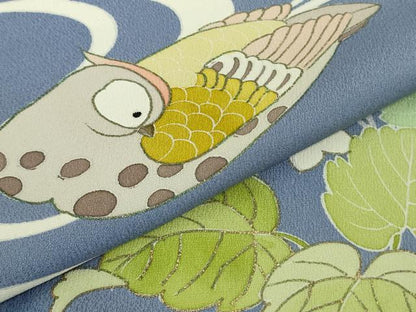平和屋本店●極上　創業460年・千總 振袖・長襦袢(無双仕立て)セット 駒刺繍 舞蝶鴛鴦花文 青藤色地　金彩　高島屋扱い　逸品　DZAB2439kh6